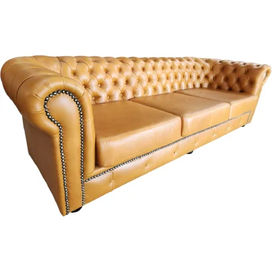 Chesterfield 3 Seater Exotic Full Leather C-Mustard