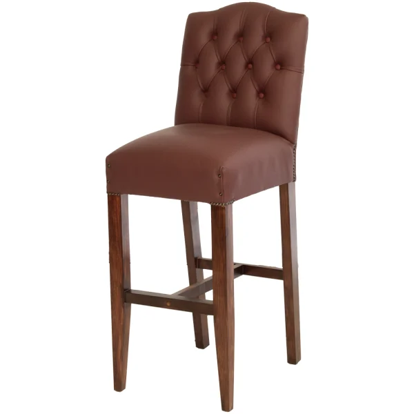 Empire Bar chair Button back Full Leather Saffron