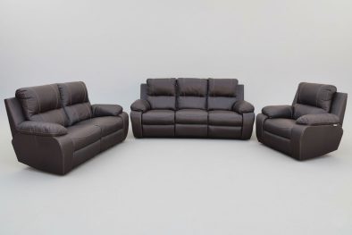 Genuine Full Leather 3 Piece Set (Premier 1 Seater, 2 Seater and 3 Seater, Static) Brown