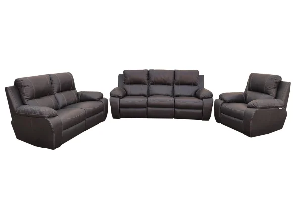 Genuine Full Leather 3 Piece Set Special (Premier 1 Seater, 2 Seater and 3 Seater Non-Reclining, Static) Brown