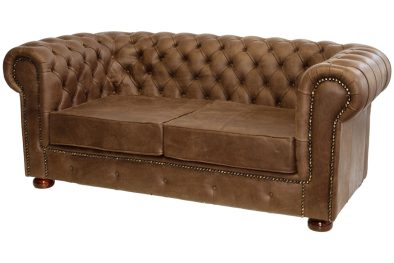 Genuine Full Leather Chesfield 2 Seater 2100 wide - Exotic W-Brown (XL deep seat)