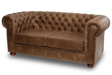 Genuine Full Leather Chesfield 2 Seater 2100 wide - Exotic W-Brown (XL deep seat)