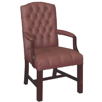 Genuine Full Leather EMPIRE BUTTON ARMCHAIR – SANTOS SAFFRON