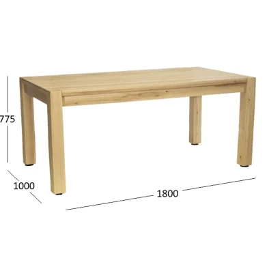 Mod 6 Seater Dining Table Solid Cotton Wood with dimension