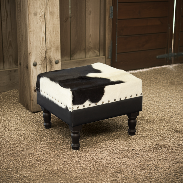 NGUNI OTTOMAN (600X600) BLACK / WHITE