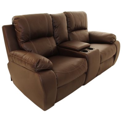 Premier 2 Seater with Console Static, non-reclining - genuine Full Leather Brown