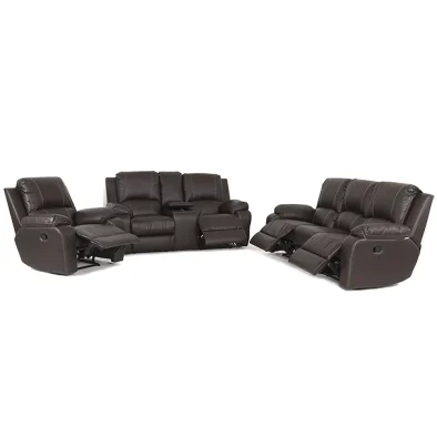 Premier 3 piece 3 action with Console Full Leather Brown