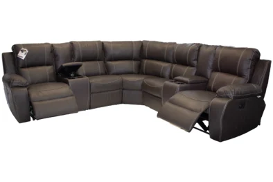 5 Seater corner recliner with 2 consoles brown