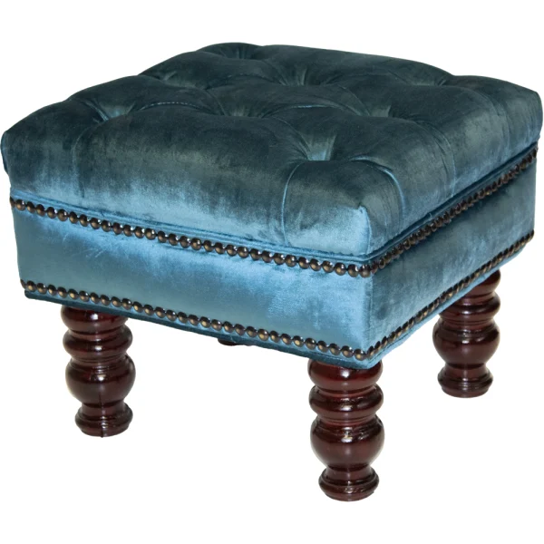 Churchill Ottoman 500 x 450 Velvet Azur