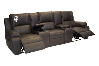 Genuine Full Leather Premier 3 Seater Recliner (2 Action) Plus 2 Consoles Brown