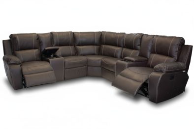 Genuine Full Leather Premier 5 Seater Corner Unit Special (2 Action) Plus 2 Consoles -Brown