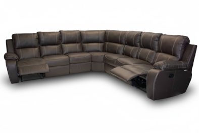 Genuine Full Leather Premier 7 Seater Corner Unit Special (2 Action) Brown
