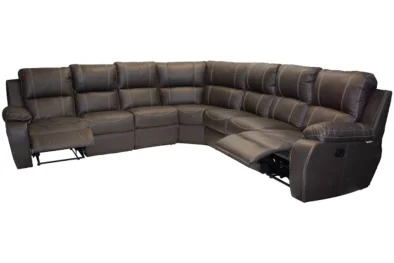 Genuine Full Leather Premier 7 Seater Corner Unit Special (2 Action) Brown