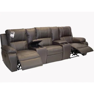 Premier 3 seater 2 action Plus 2 Consoles Full Leather Brown open