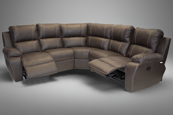 Premier 5 seater 2 action Corner unit - Leather brown