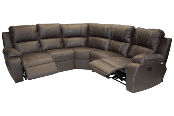 Premier 5 seater 2 action Corner unit - Leather brown - White background