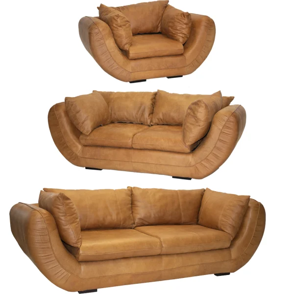 Regal 3 Piece Couch Set Exotic Full Leather W-Tan