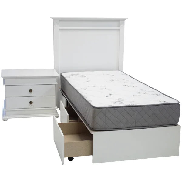 2 Piece Grandeur Bed Set Painted White - 2 drawer