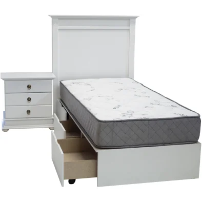 2 Piece Grandeur Bed Set Painted White - 3 drawer