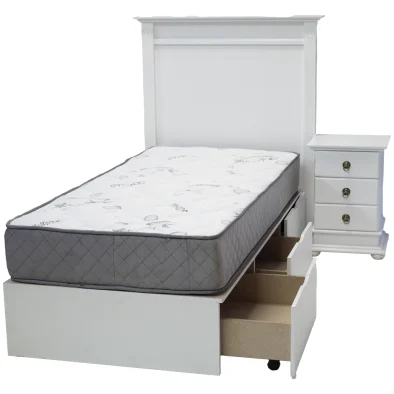 2 Piece Grandeur Bed Set Painted White - Small 3 drawer