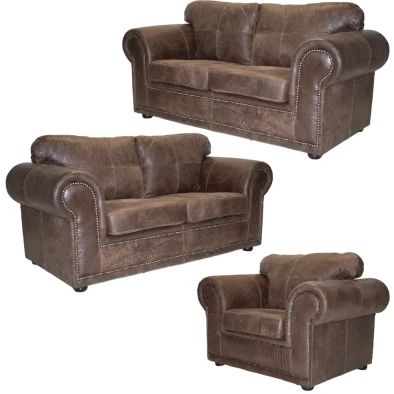 Afrika XL 1+2+2 Seater Set Special Exotic Full Leather W-Brown