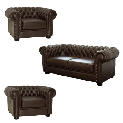 Chesfield 1+1+2 Seater Full Leather W-Brown