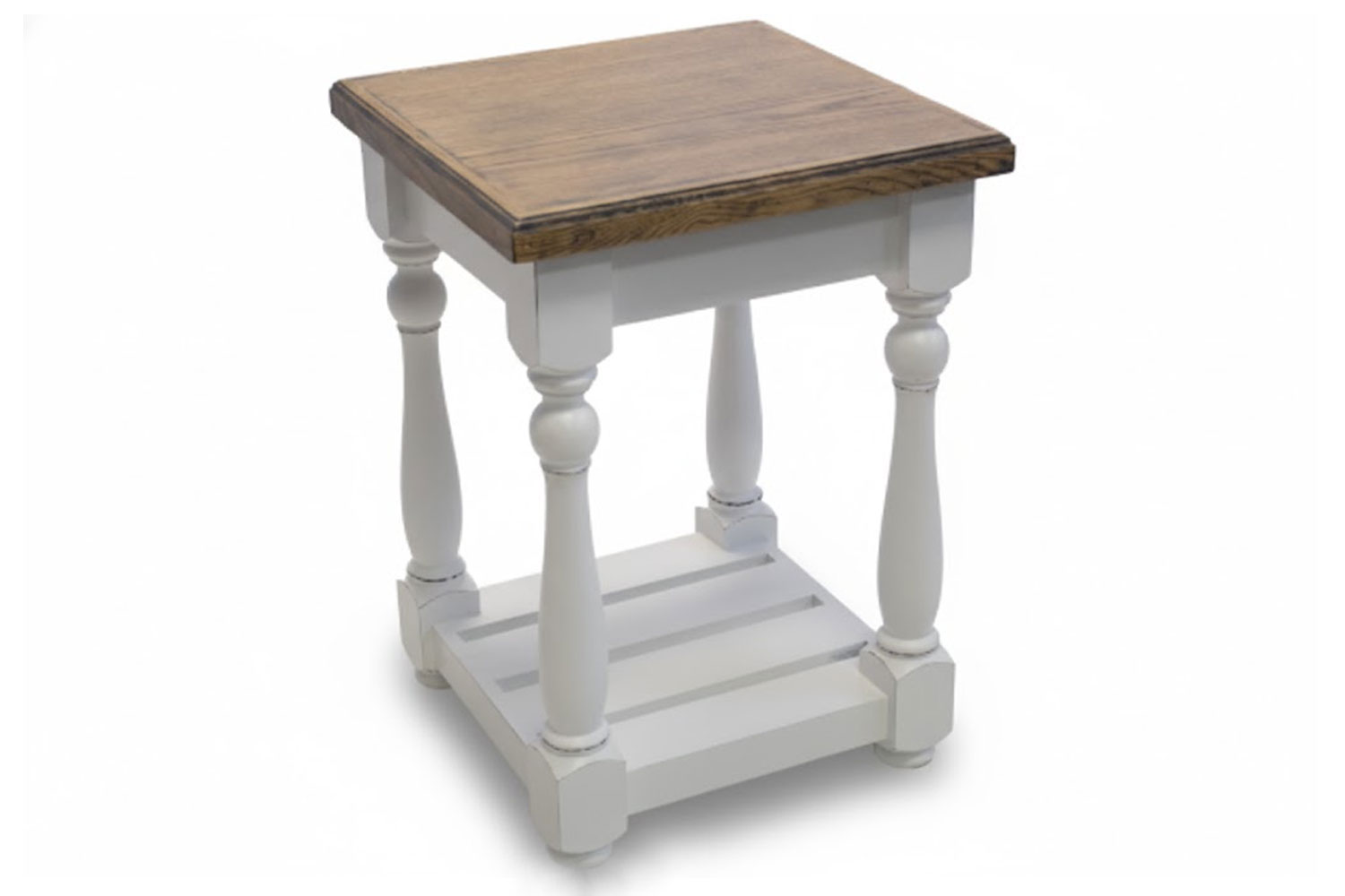 French Side Table (450x450) Oak Veneer Greywash