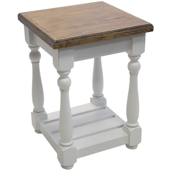 French Side Table Oak Veneer Greywash