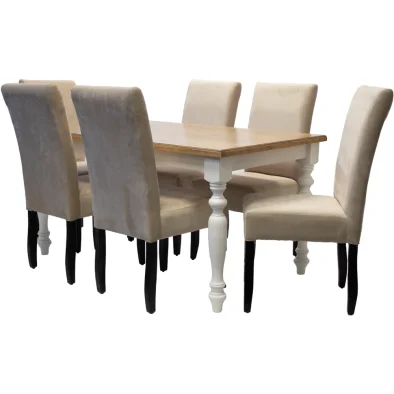 French Solo Vanilla Velvet 7 Piece Dining Set Special