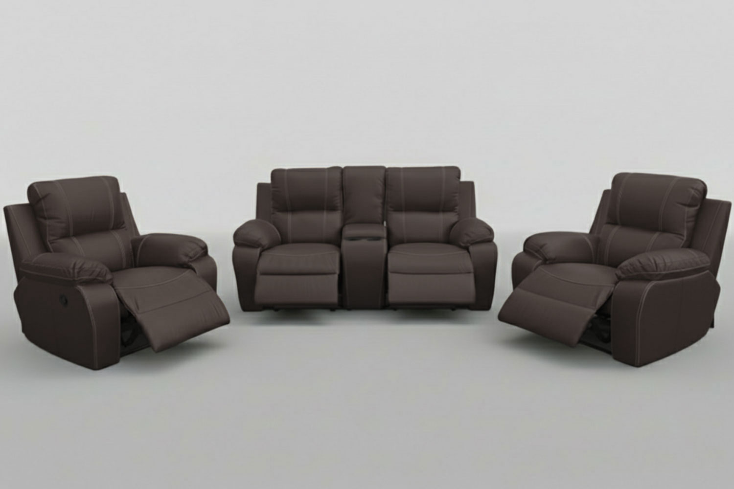 3 Piece 4 Action Genuine Leather Recliner Set