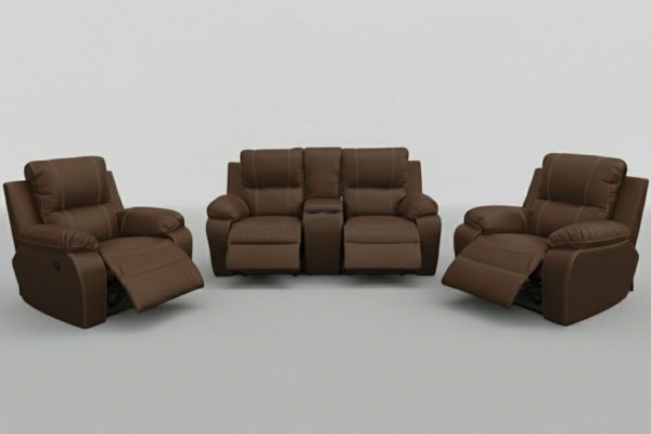 3 Piece 4 Action Genuine Leather Recliner Set