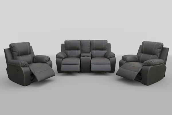3 Piece 4 Action Genuine Leather Recliner Set