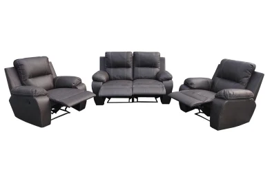 Genuine Full Leather 3 Piece 4 Action Recliner Set Special (Premier 1 Seater 1 Action X 2 and 2 Seater 2 Action) Brown