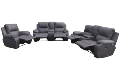 Genuine Full Leather 3 Piece 5 Action + 2 Consoles Recliner Set Special (Premier 1 Seater 1 Action, 2x 2 Seater 2 Action plus 2 consoles) Brown
