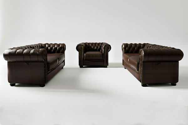 Genuine-Full-Leather-3-Piece-Set-Special-(Chesfield-1-Seater-and-2-x-2-Seaters)-D.Brown-(XL-deep-seat)
