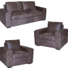 Genuine Full Leather 3 Piece Set Special (Mod 1 Seater x 2 and 2 Seater) Exotic W/Brown