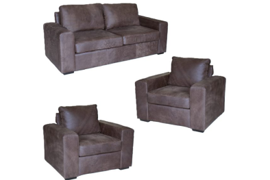 Genuine Full Leather 3 Piece Set Special (Mod 1 Seater x 2 and 2 Seater) Exotic W/Brown