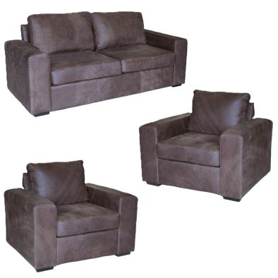 3 Piece Set Special (Mod 1 Seater x 2 and 2 Seater) Exotic genuine Full Leather W/Brown