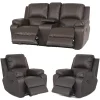 Premier 1+1+2 Seater+console 4 Action Full Leather Brown
