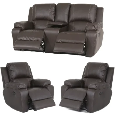 Premier 1+1+2 Seater+console 4 Action Full Leather Brown