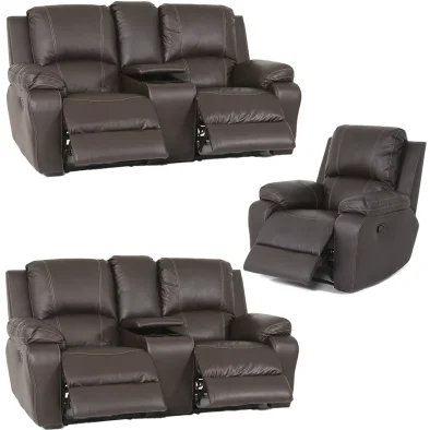 Premier 1+2X2 Seater+2 consoles 5 Action Full Leather Brown