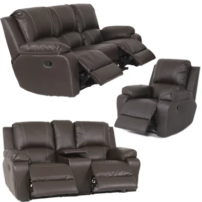 Premier 1+2+console + 3 Seater 5 Action Full Leather Brown