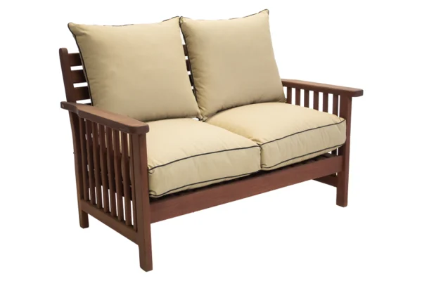 Solid Hardwood Teak Patio Morris 2 seater with Beige Cushions