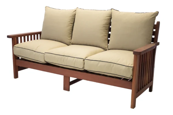 Solid Hardwood Teak Patio Morris 3 seater with Beige Cushions