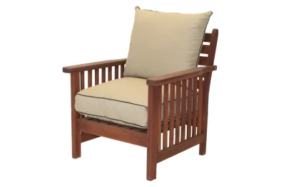 Solid Hardwood Teak Patio Morris chair with Beige Cushions