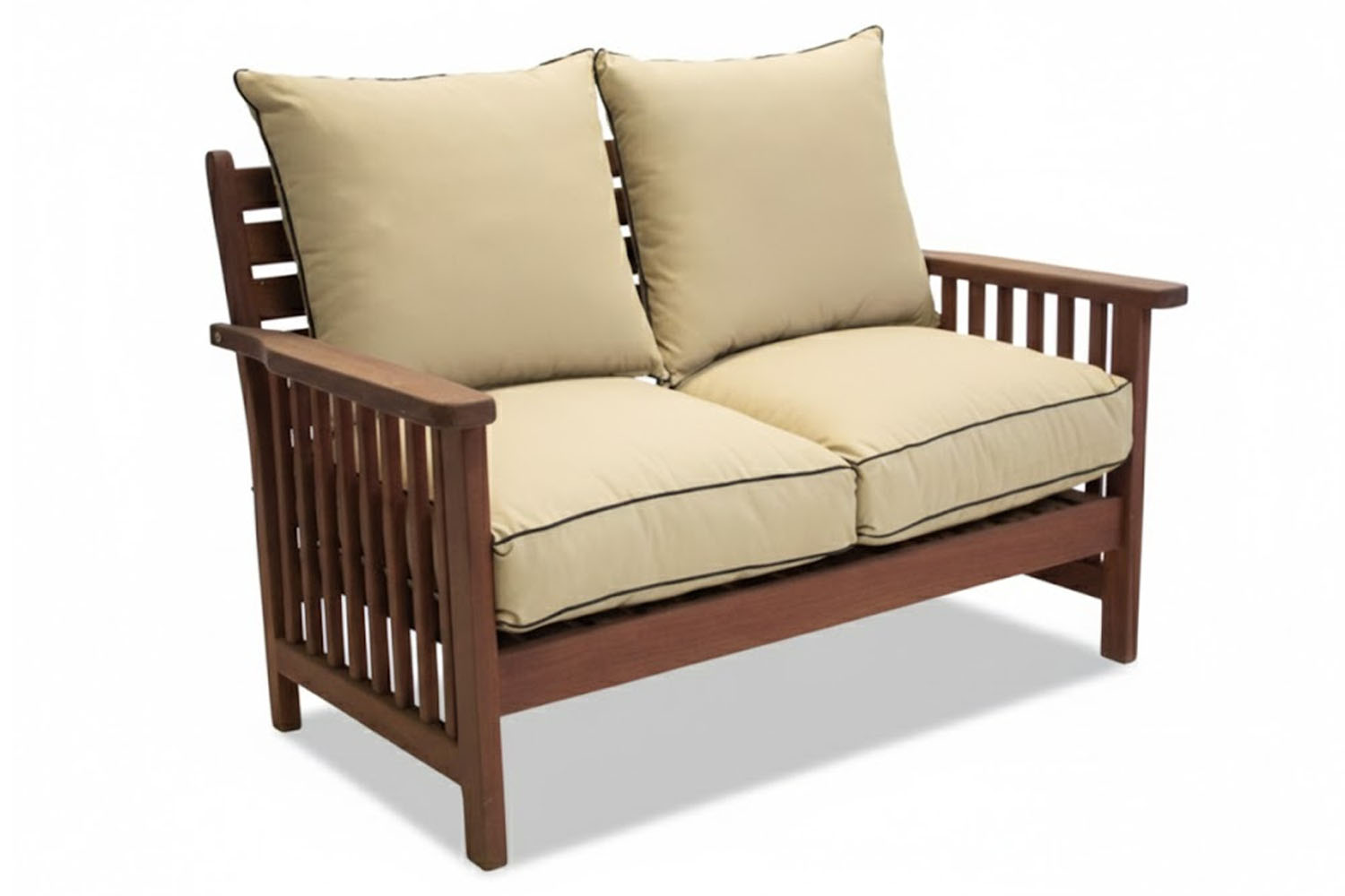 Solid Hardwood Teak Patio Morris 2 seater with Beige Cushions