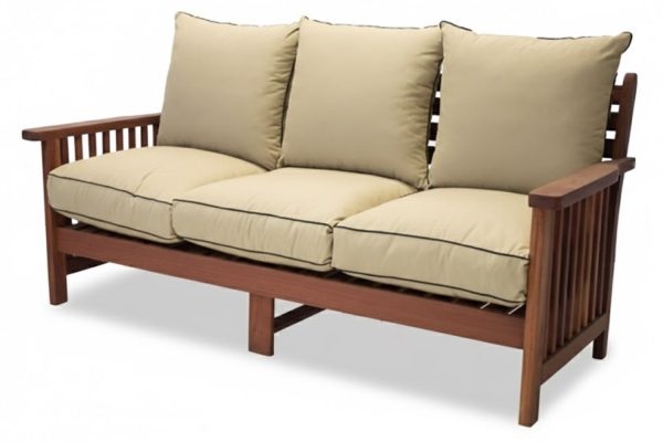Solid Hardwood Teak Patio Morris 3 seater with Beige Cushions