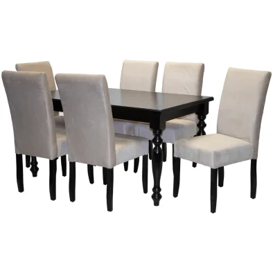 Solo French 7 Seater Dining Set - Vanilla