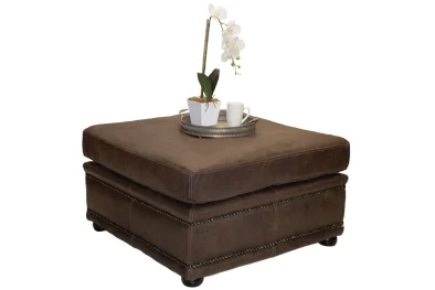 Genuine Full Leather Afrika Modular Ottoman Exotic W.Brown