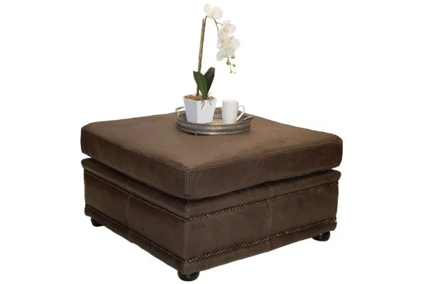 Genuine Full Leather Afrika Modular Ottoman Exotic W.Brown
